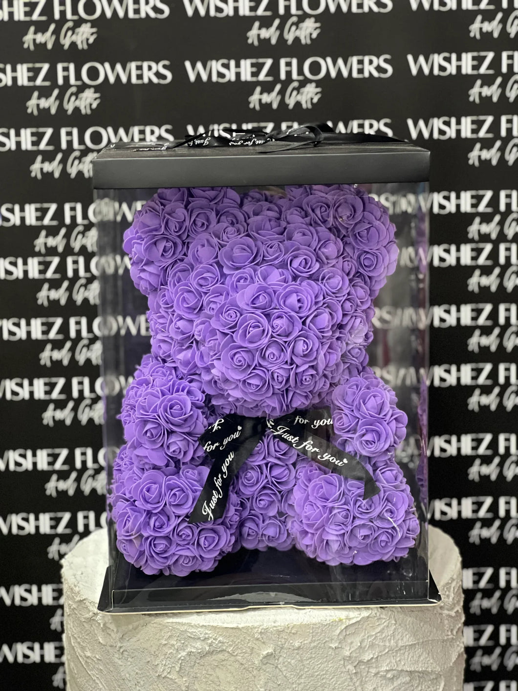 Large Purple Rose Bear