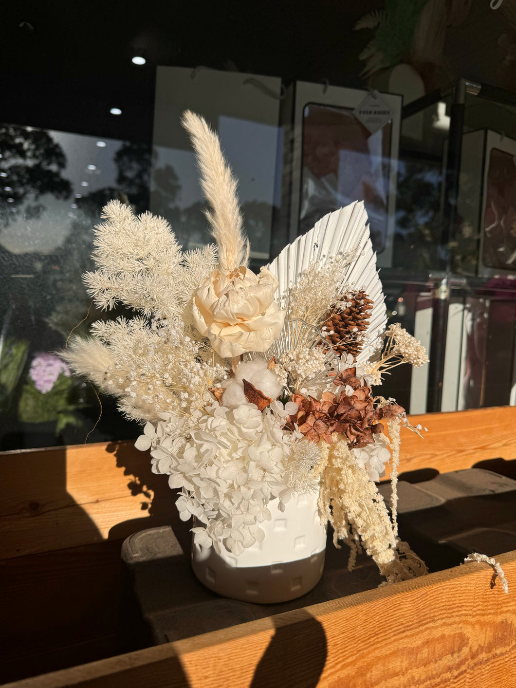 White heart Dried Florals