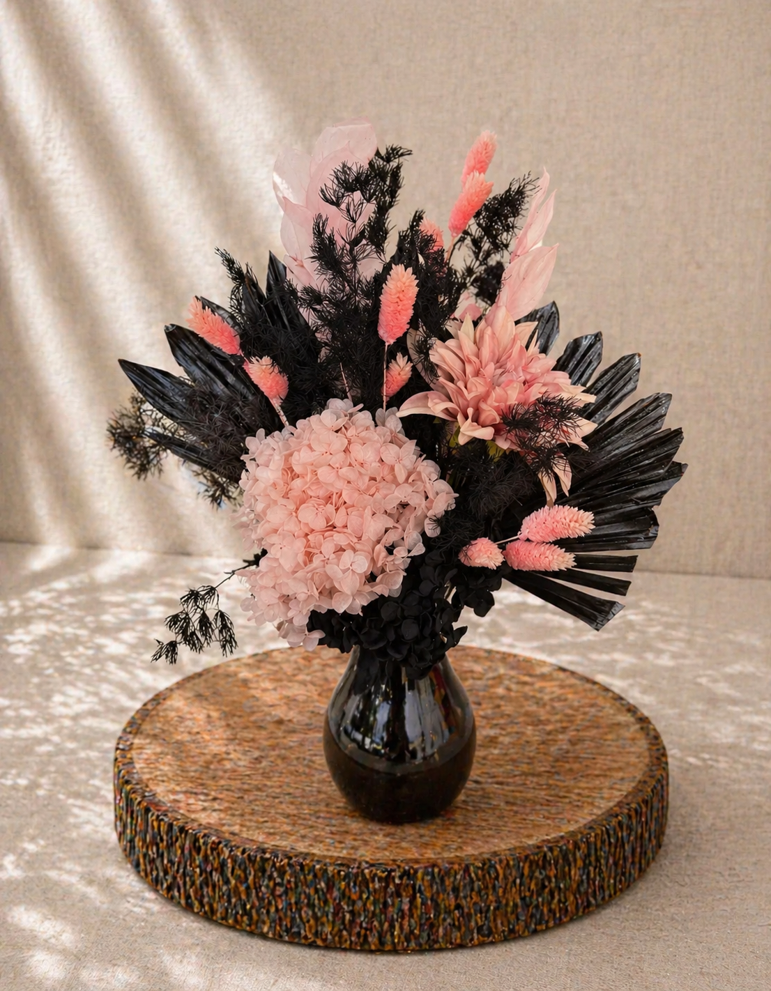 Black with hints of pink Dried Florals