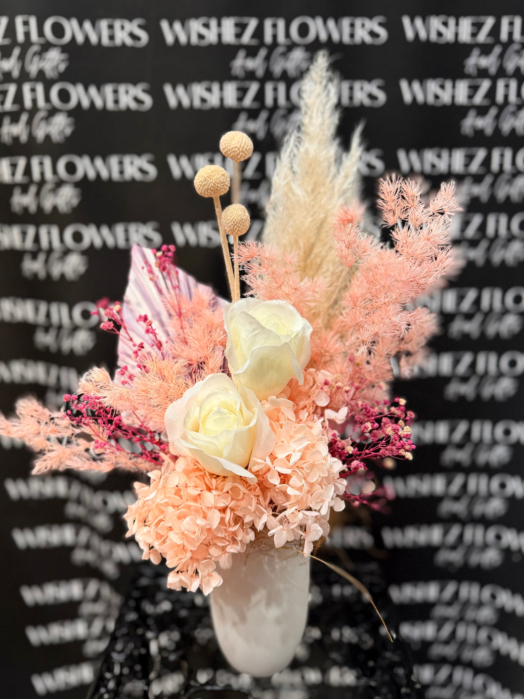 Pink & White Rose Dried Florals