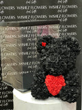 Large Black with Red Heart Rose Bear
